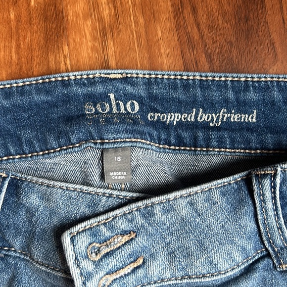 Soho cropped boyfriend embroidered distressed jeans size 16 - Picture 4 of 4